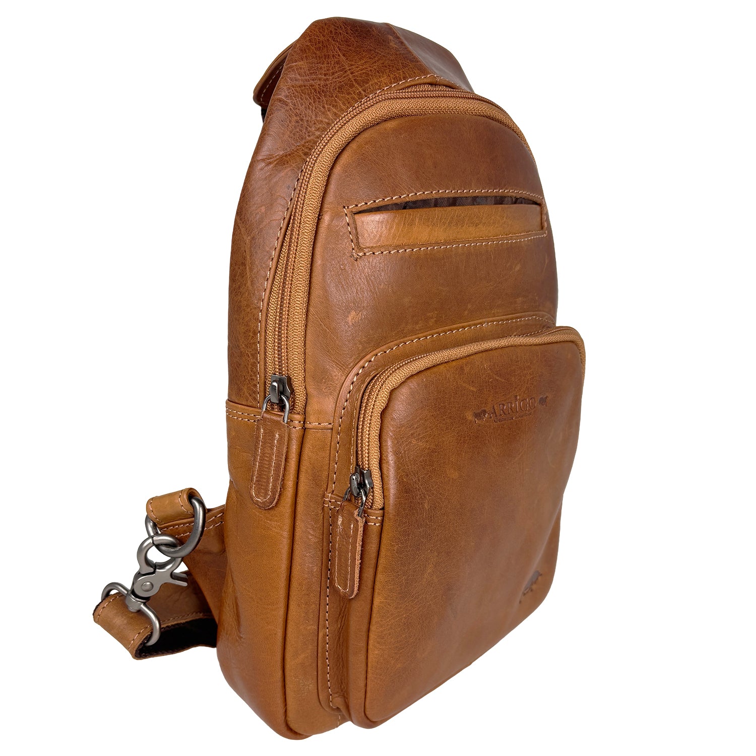 Slingbag rundleer cognac
