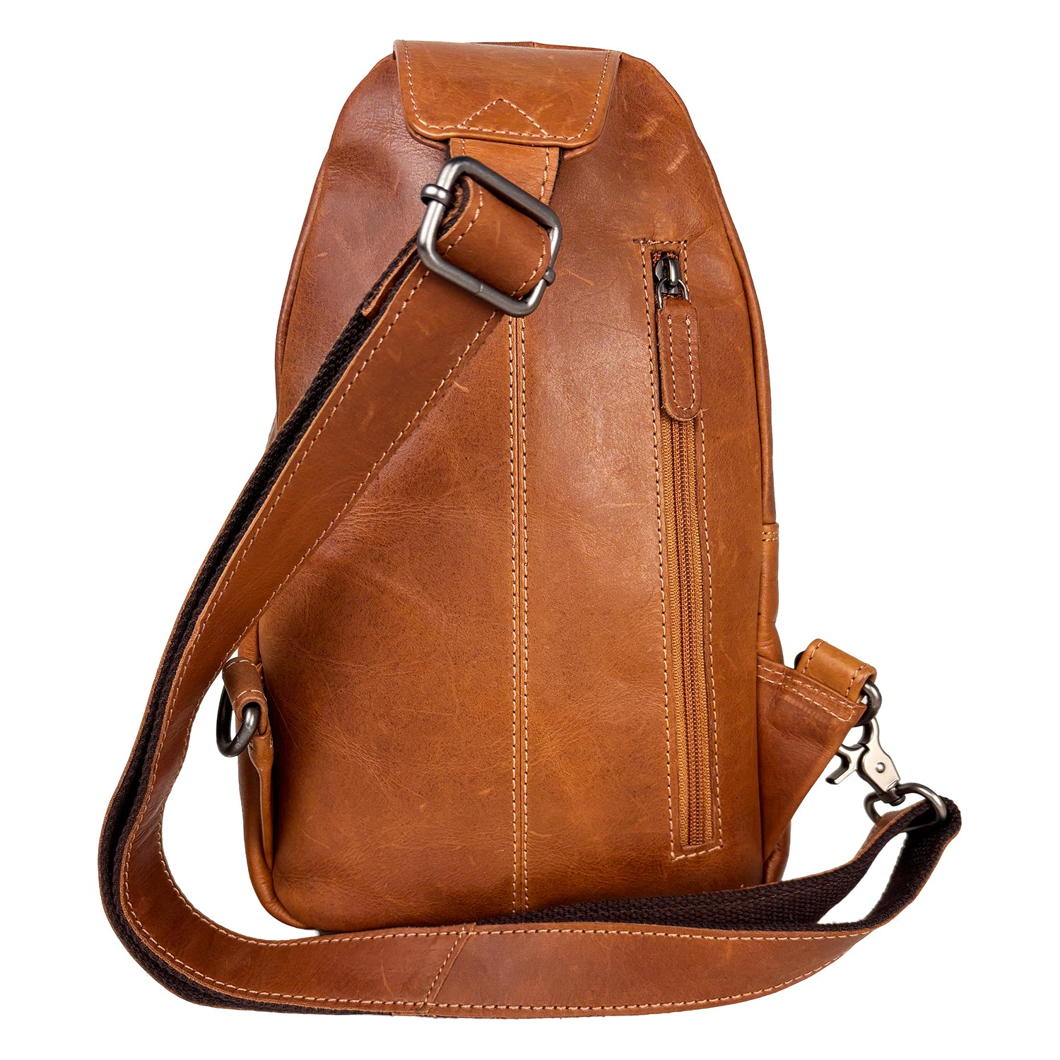 Slingbag rundleer cognac