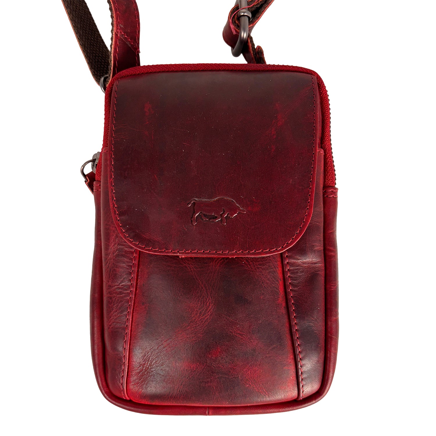 Telefoontasje/crossbody tas rood rundleer
