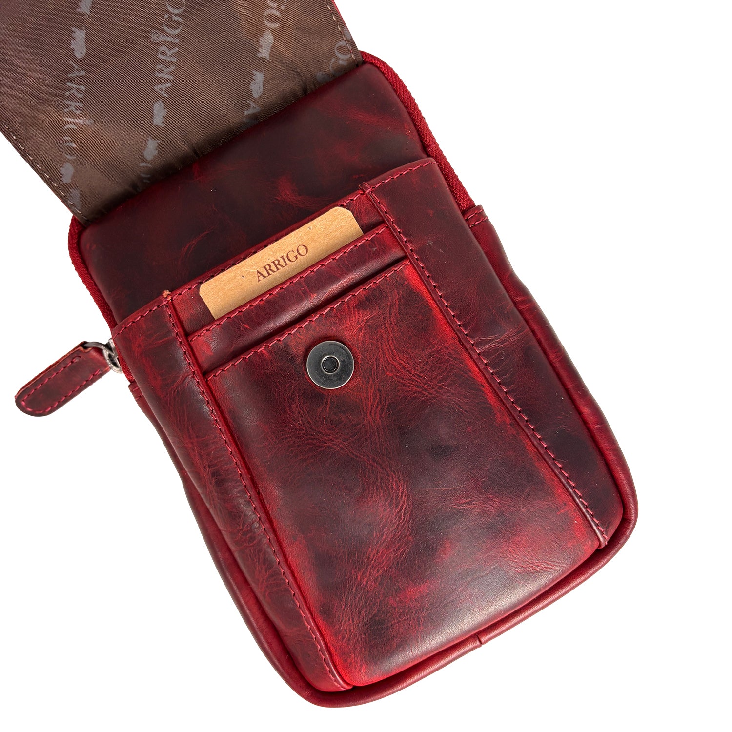 Telefoontasje/crossbody tas rood rundleer