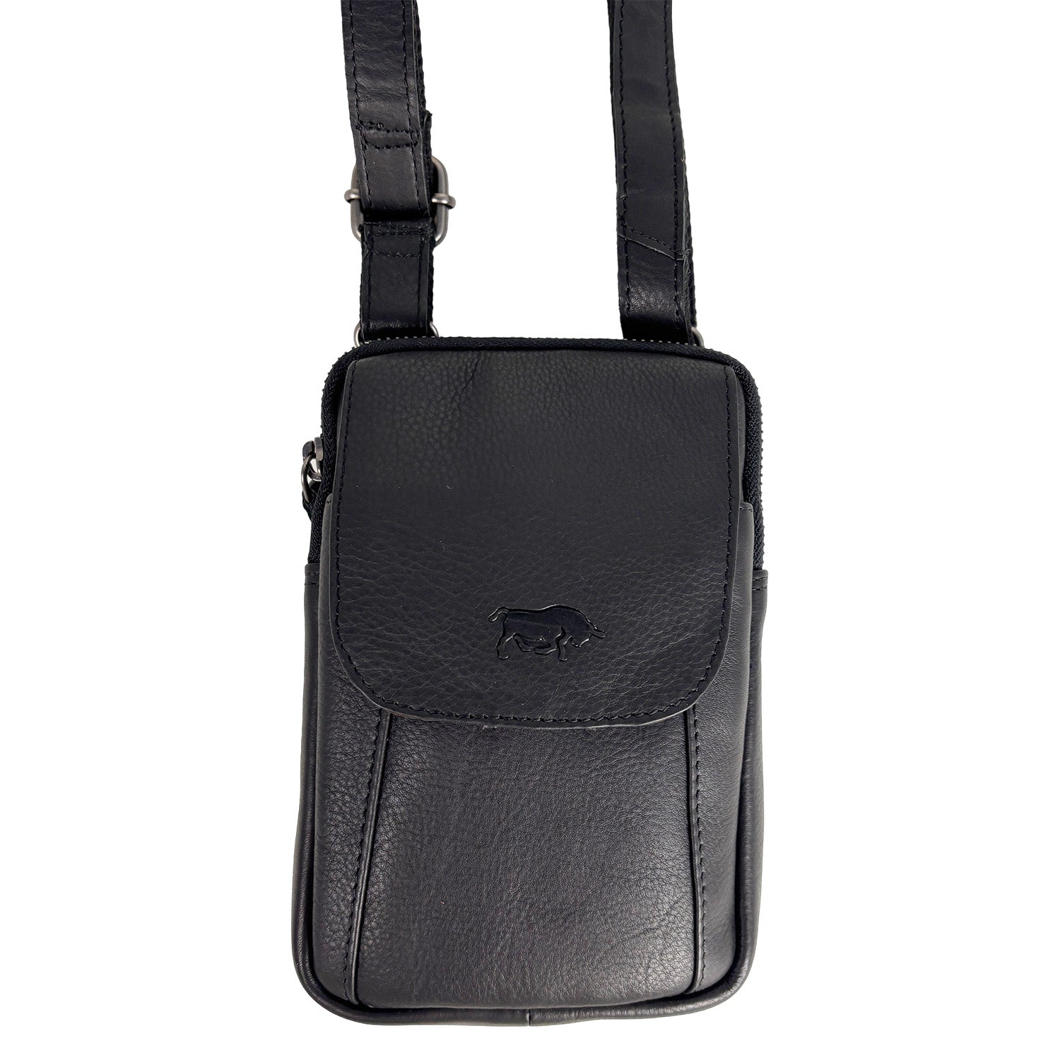 Zwart leren telefoontasje van Arrigo