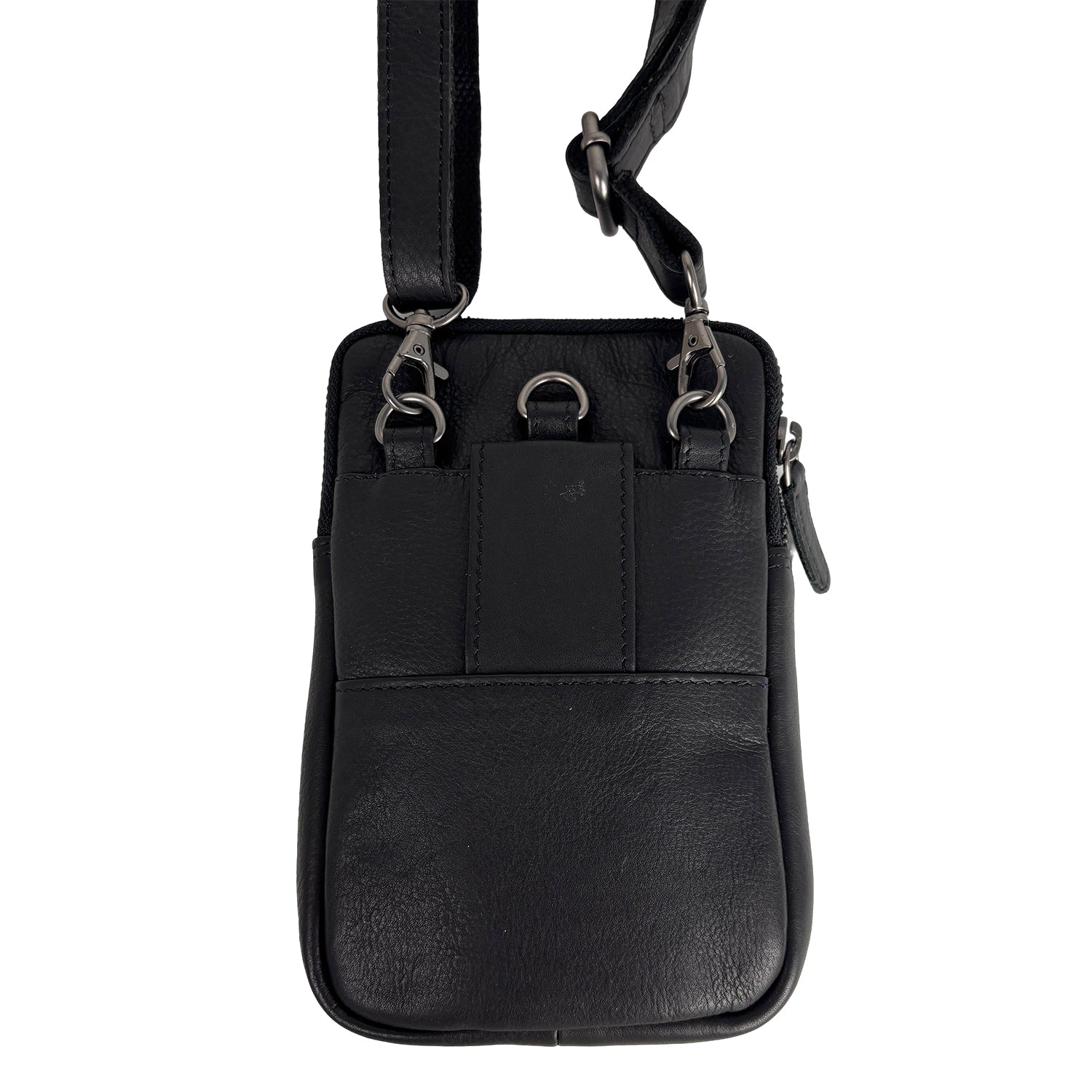 Zwart leren telefoontasje van Arrigo