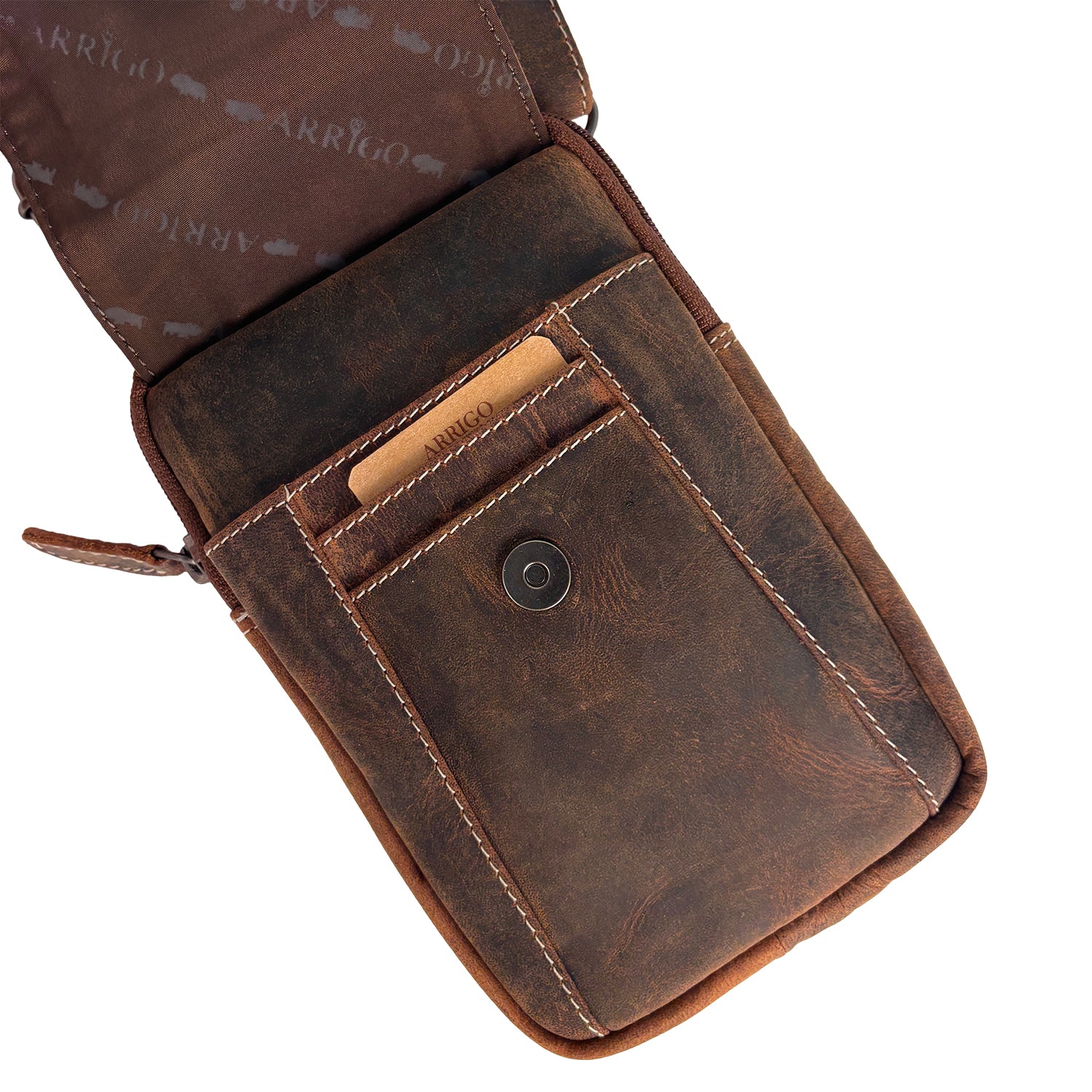 Cognac buffelleer telefoontasje van Arrigo