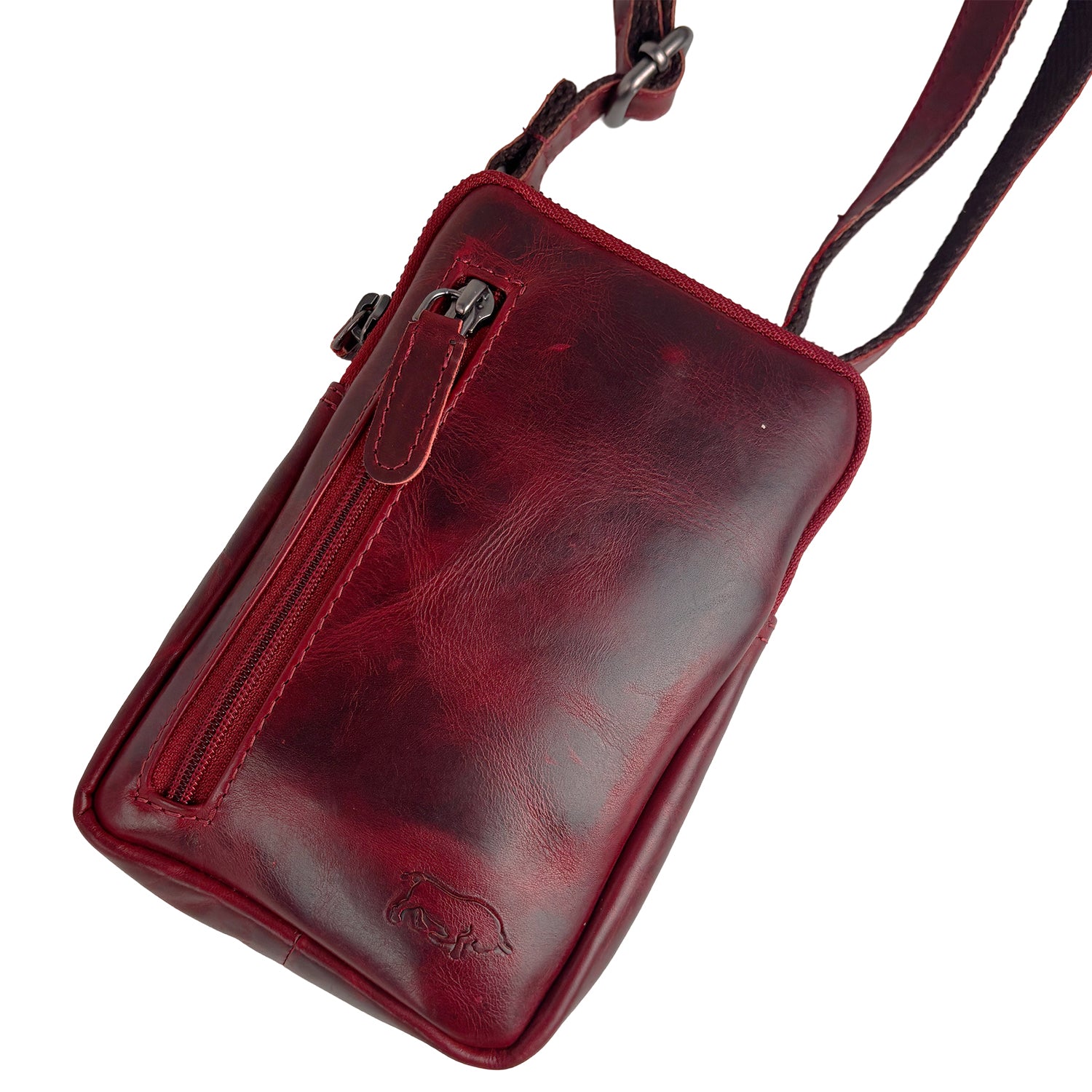 Rood leren Telefoontasje