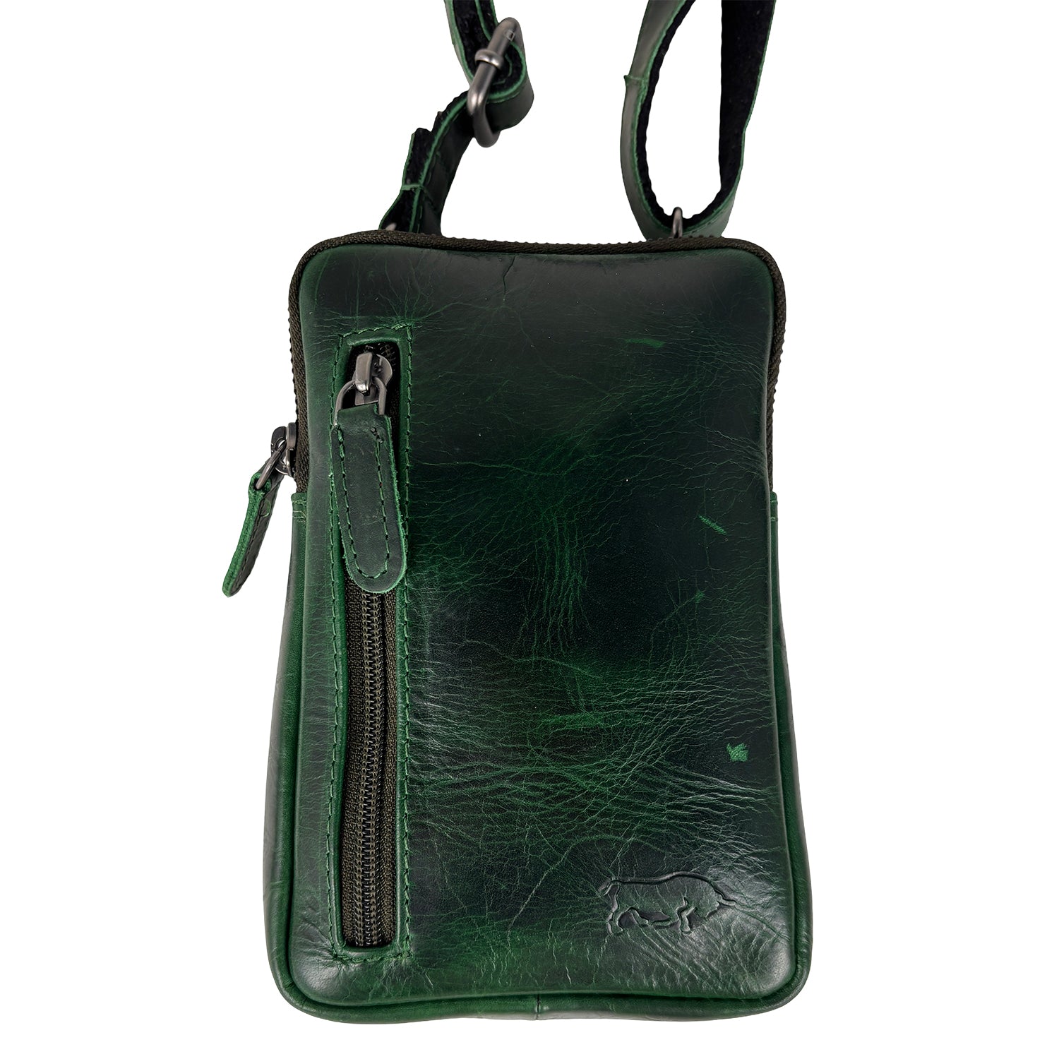 Groen Leren telefoontasje van Rundleer