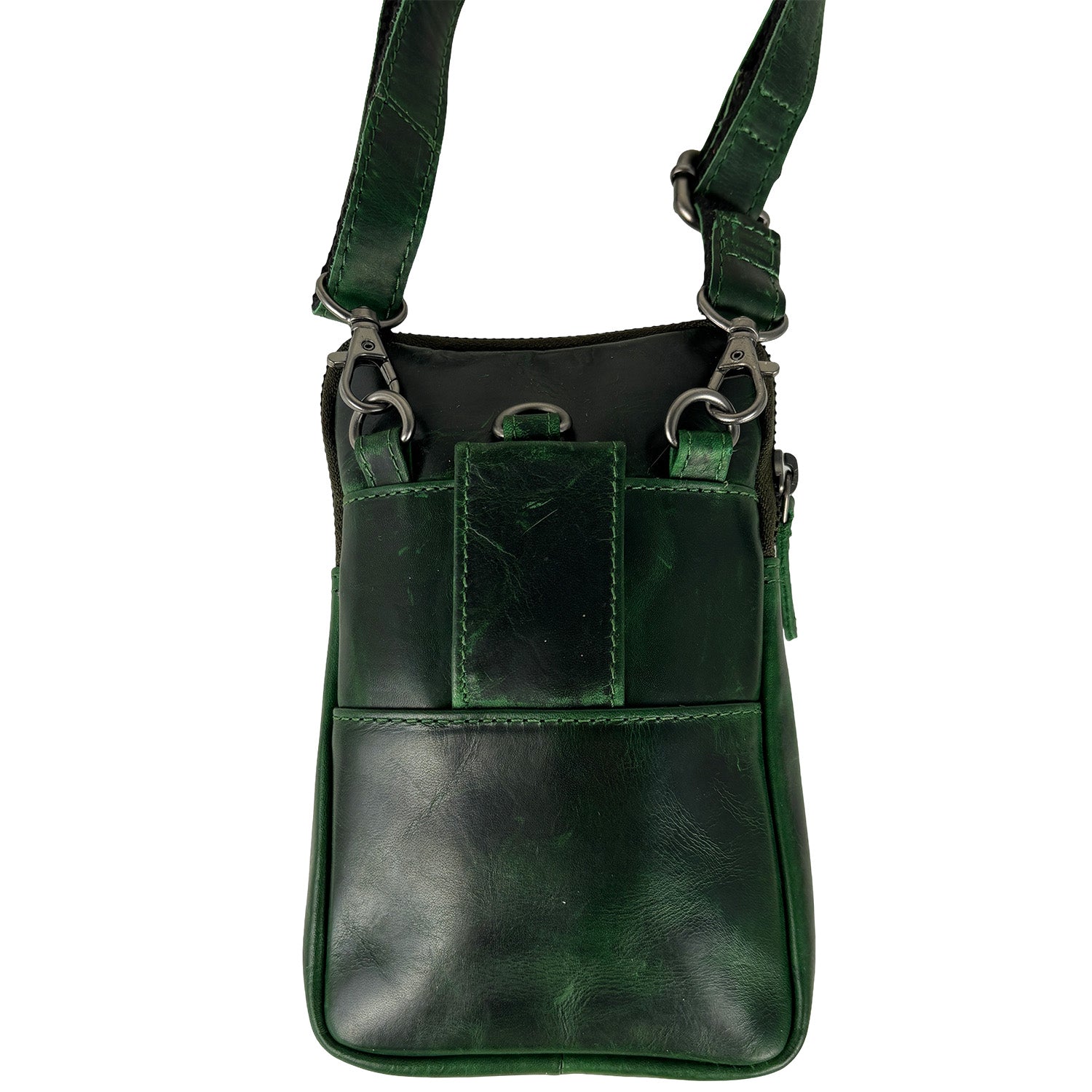 Groen Leren telefoontasje van Rundleer