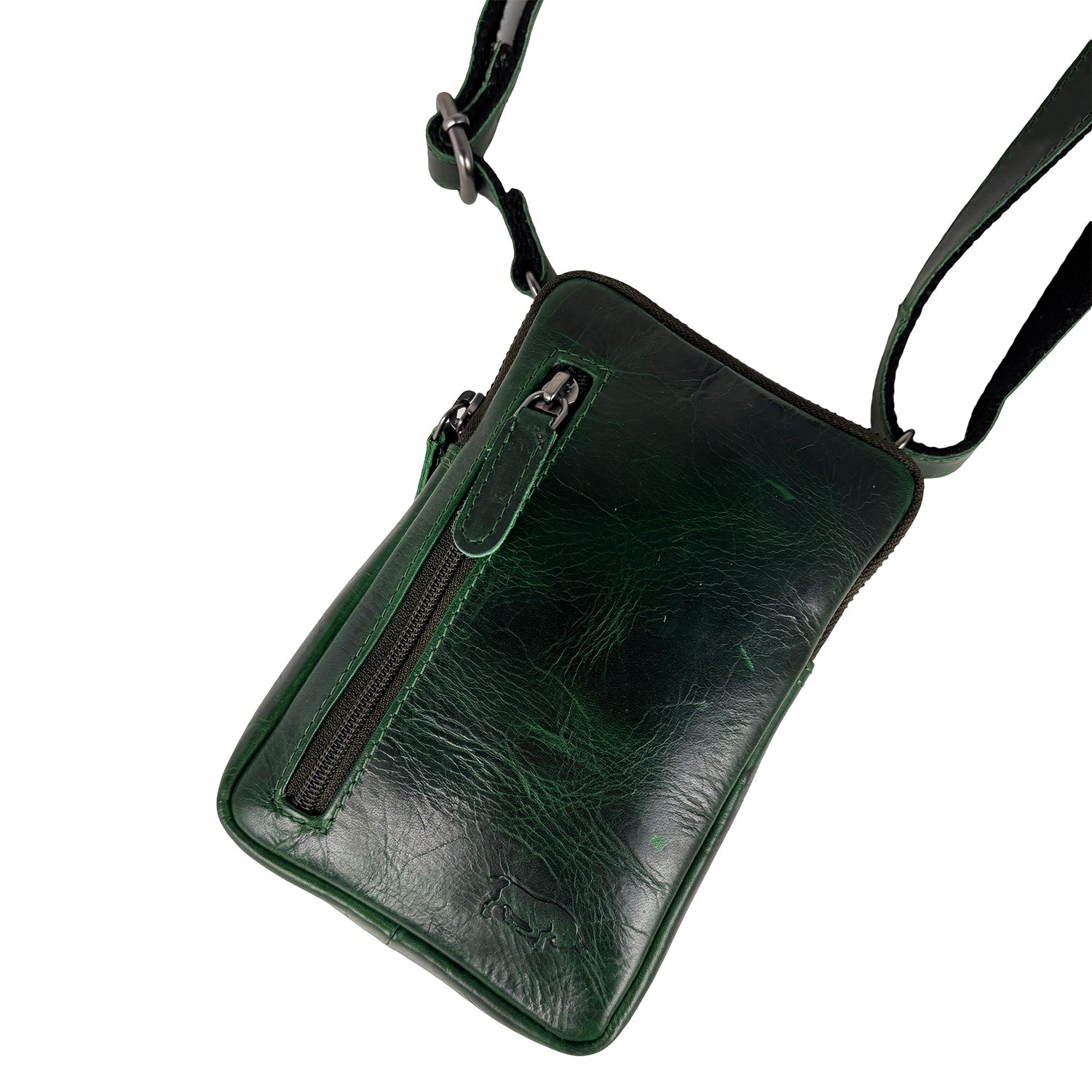 Groen Leren telefoontasje van Rundleer