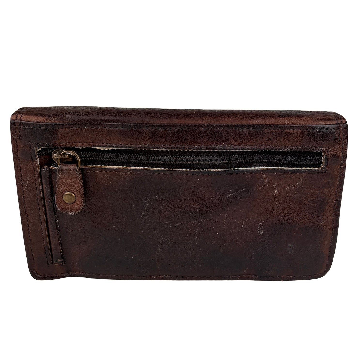 Bruine leren damesportemonnee van gewassen leer