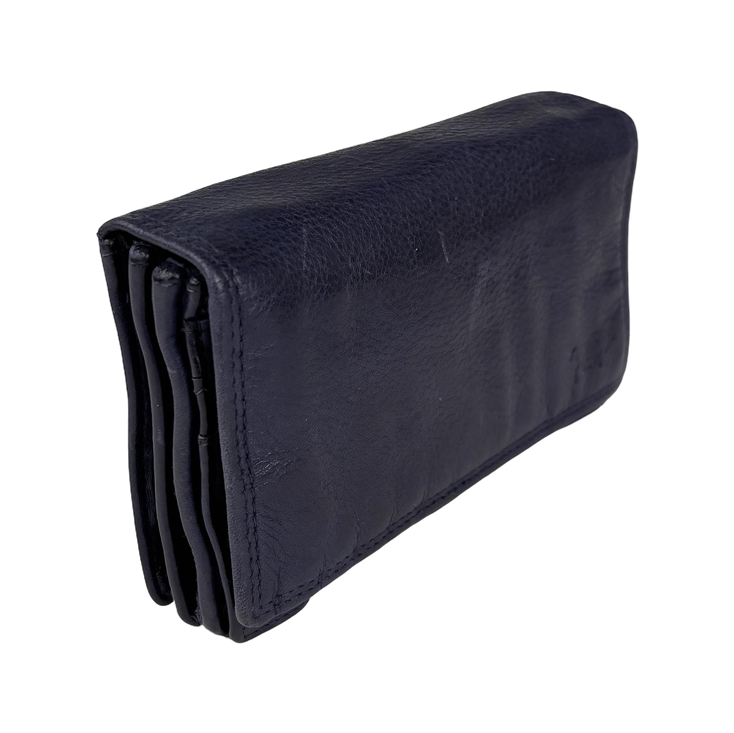 Blauwe damesportemonnee van gewassen leer