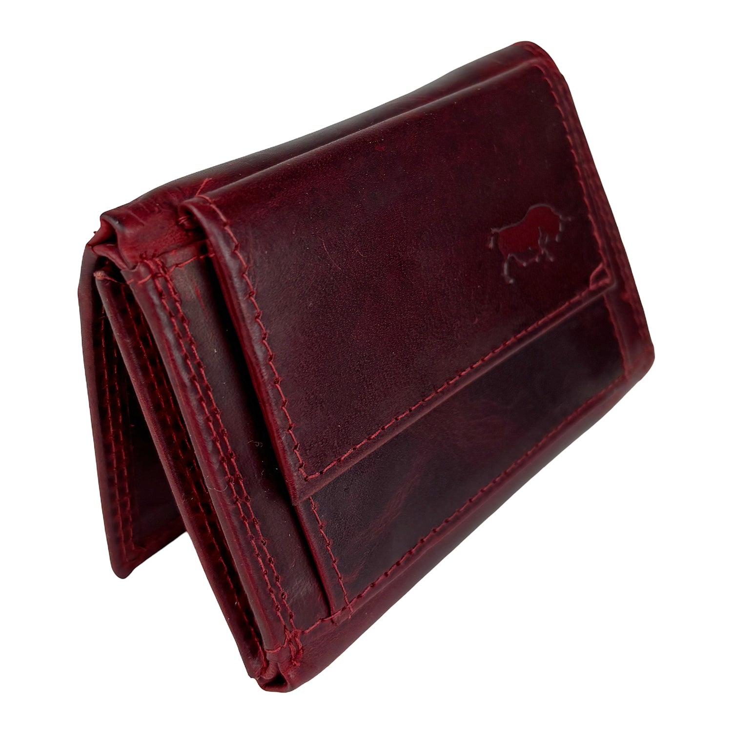 Rode Leren Mini Portemonnee met Sleutelring – Compact, slim en altijd alles bij de hand