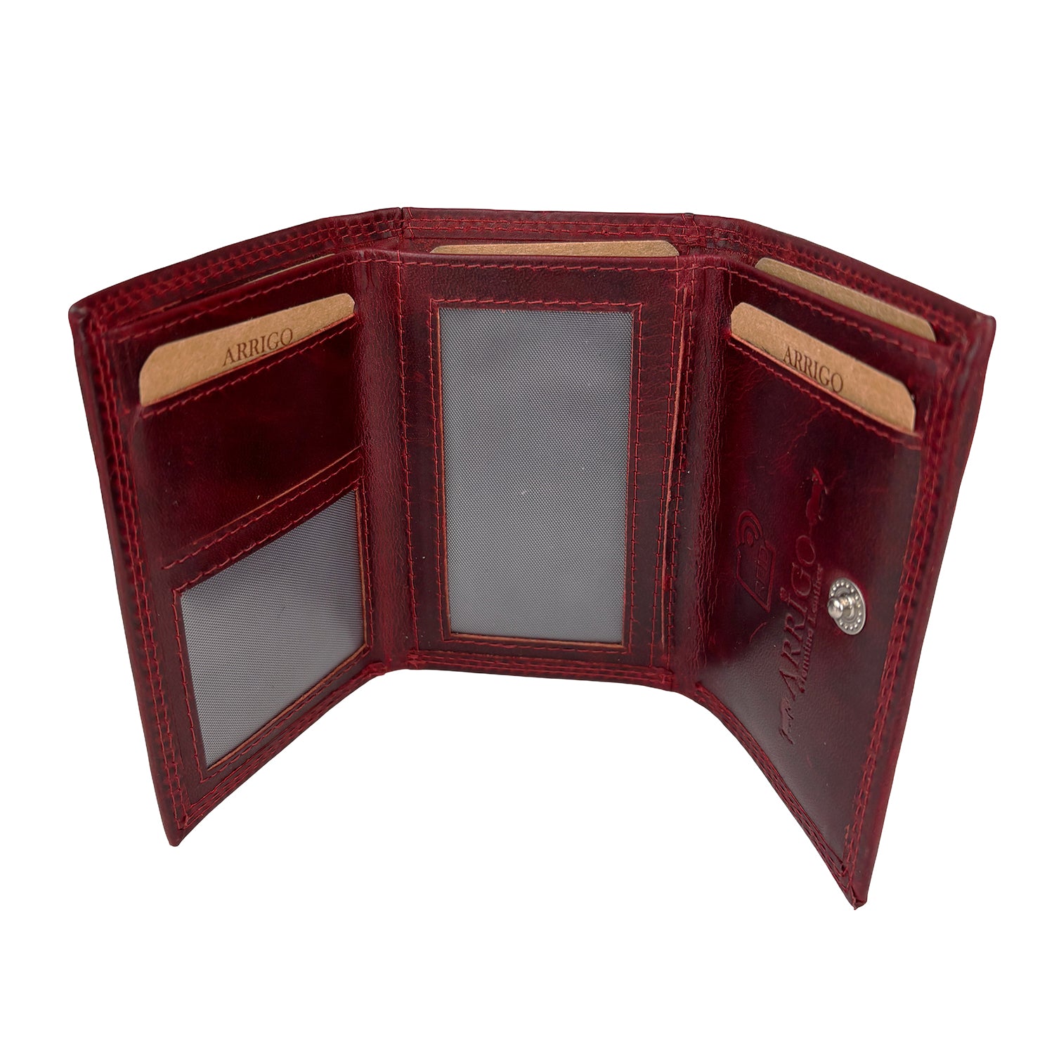 Rode Leren Mini Portemonnee met Sleutelring – Compact, slim en altijd alles bij de hand