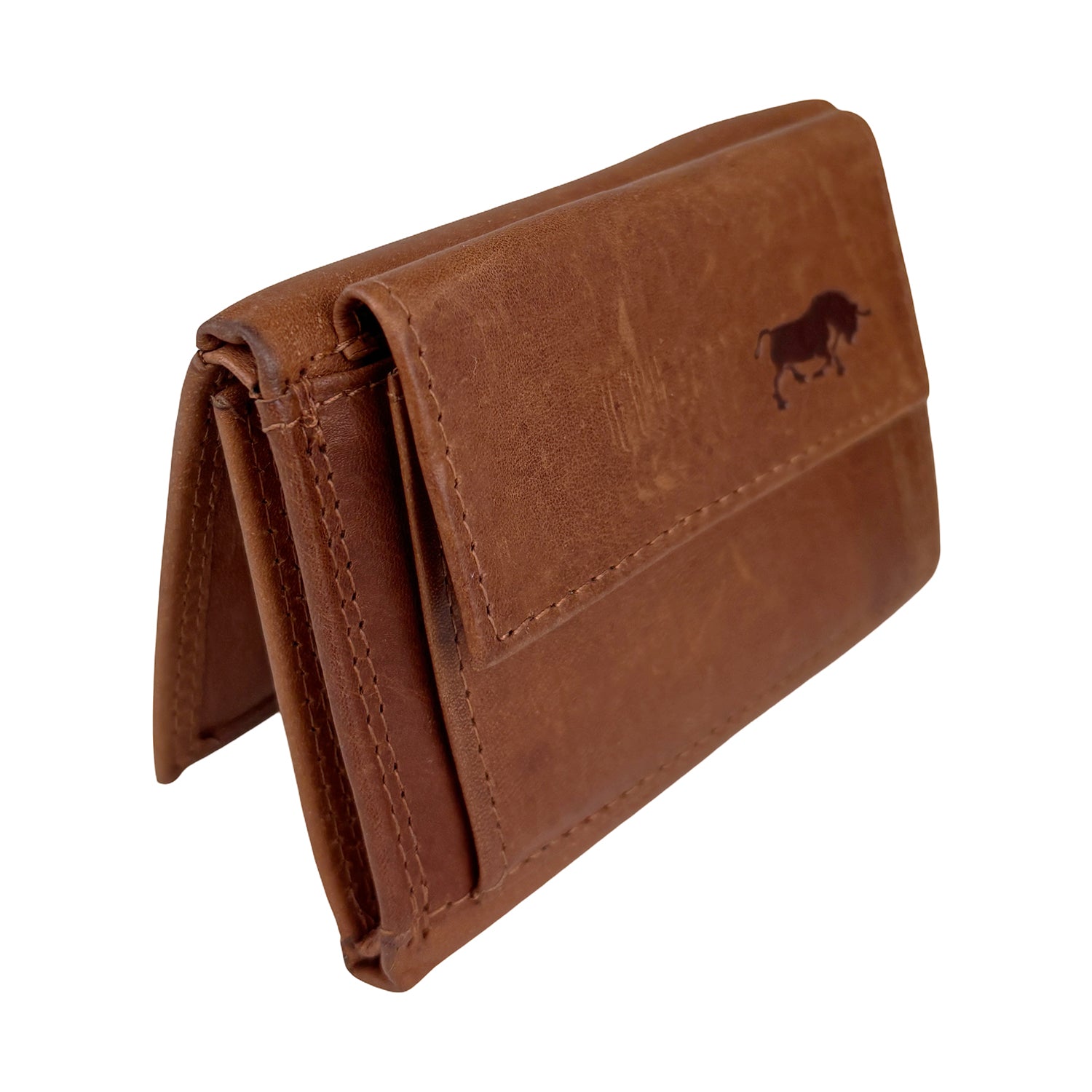 Cognac Leren Kleine Portemonnee met RFID