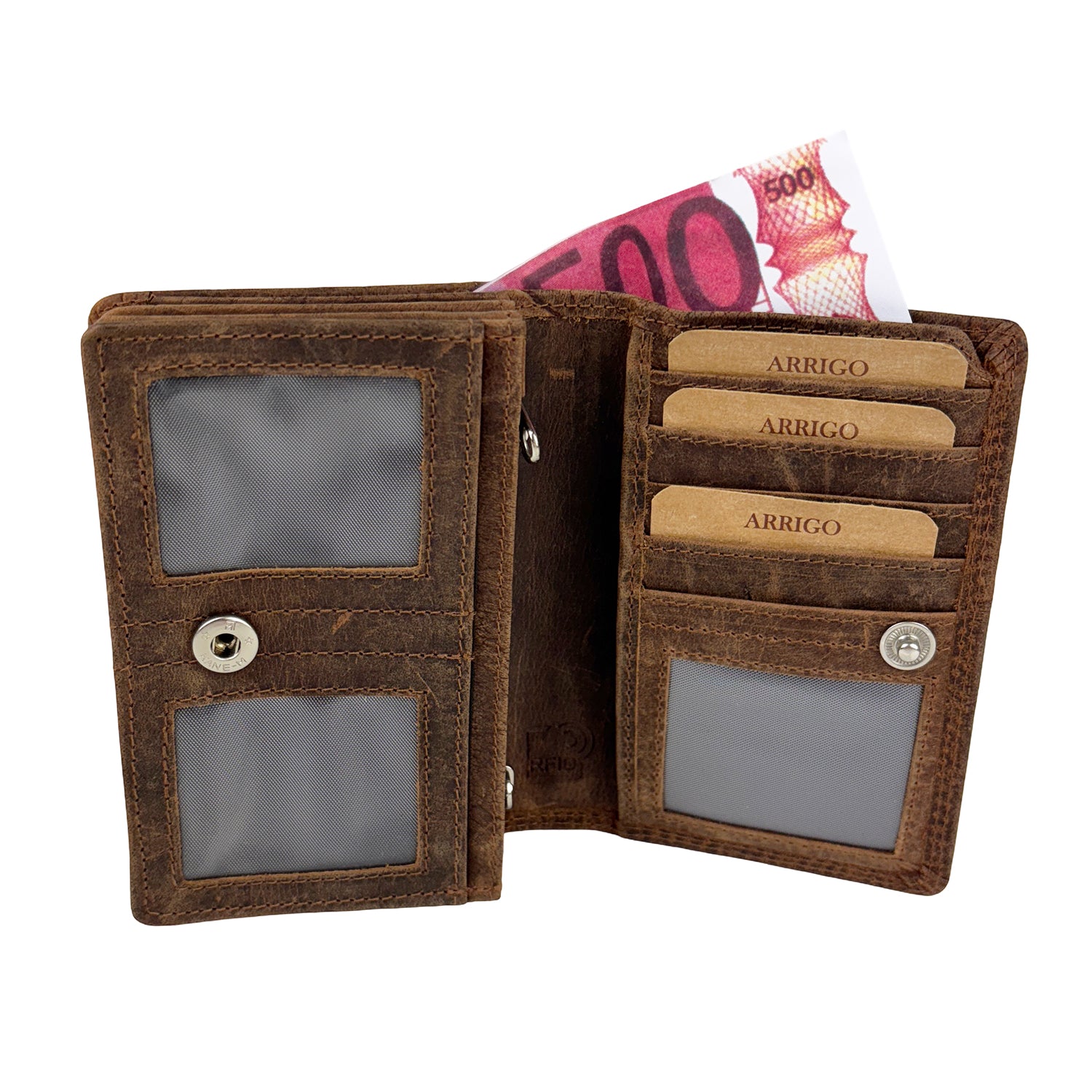 Arrigo damesportemonnee met krokoprint – Cognac