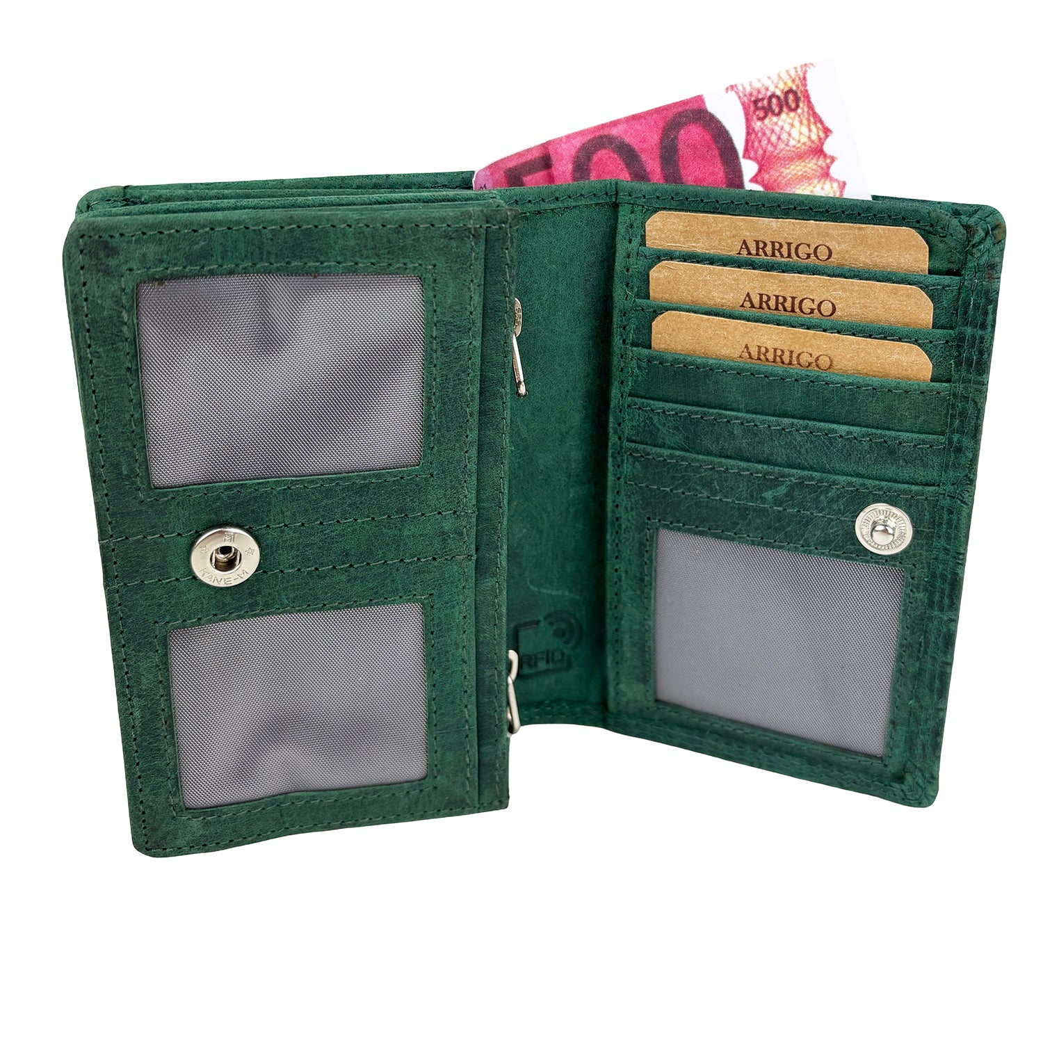 Arrigo damesportemonnee met krokoprint – Zeegroen