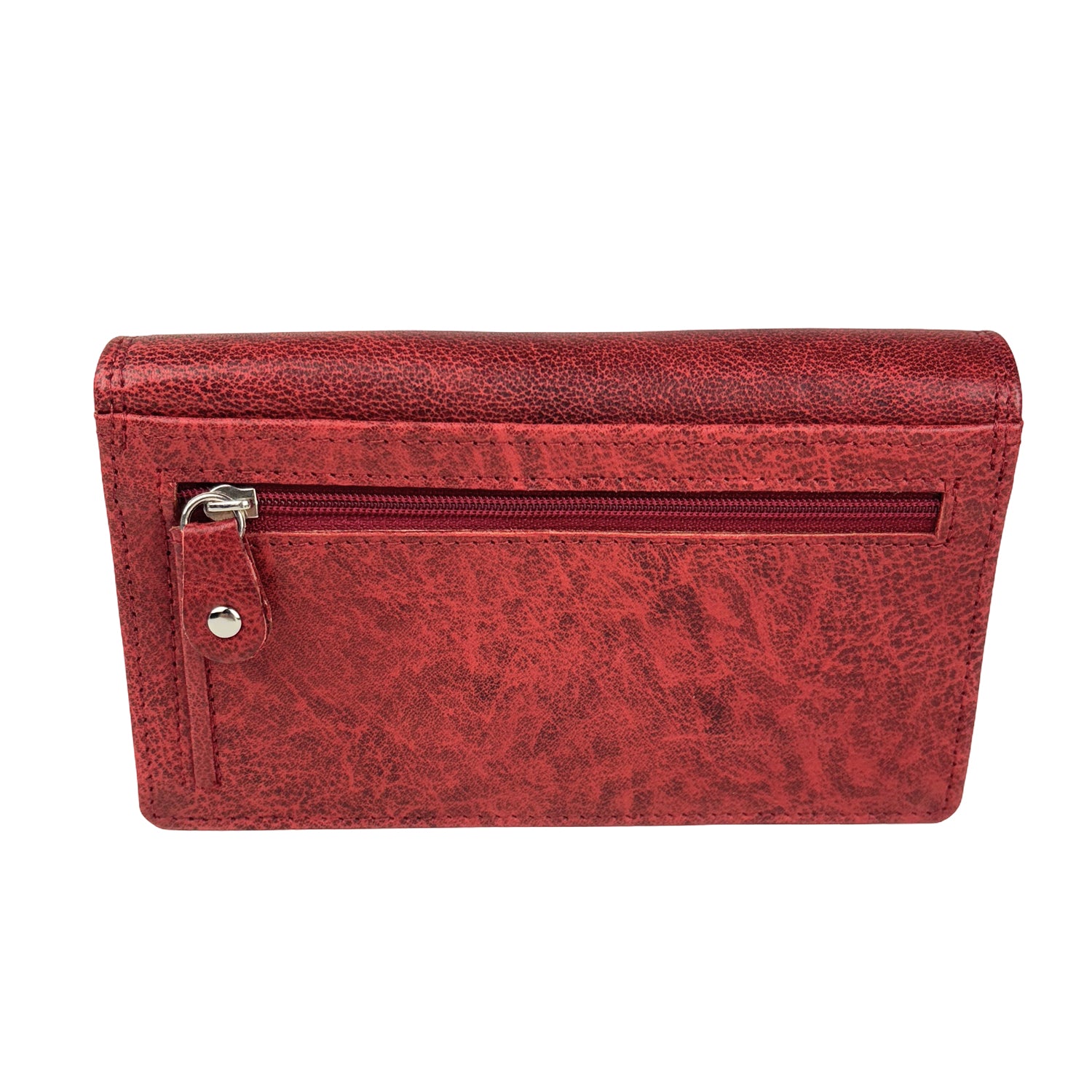 Rode leren portemonnee met RFID