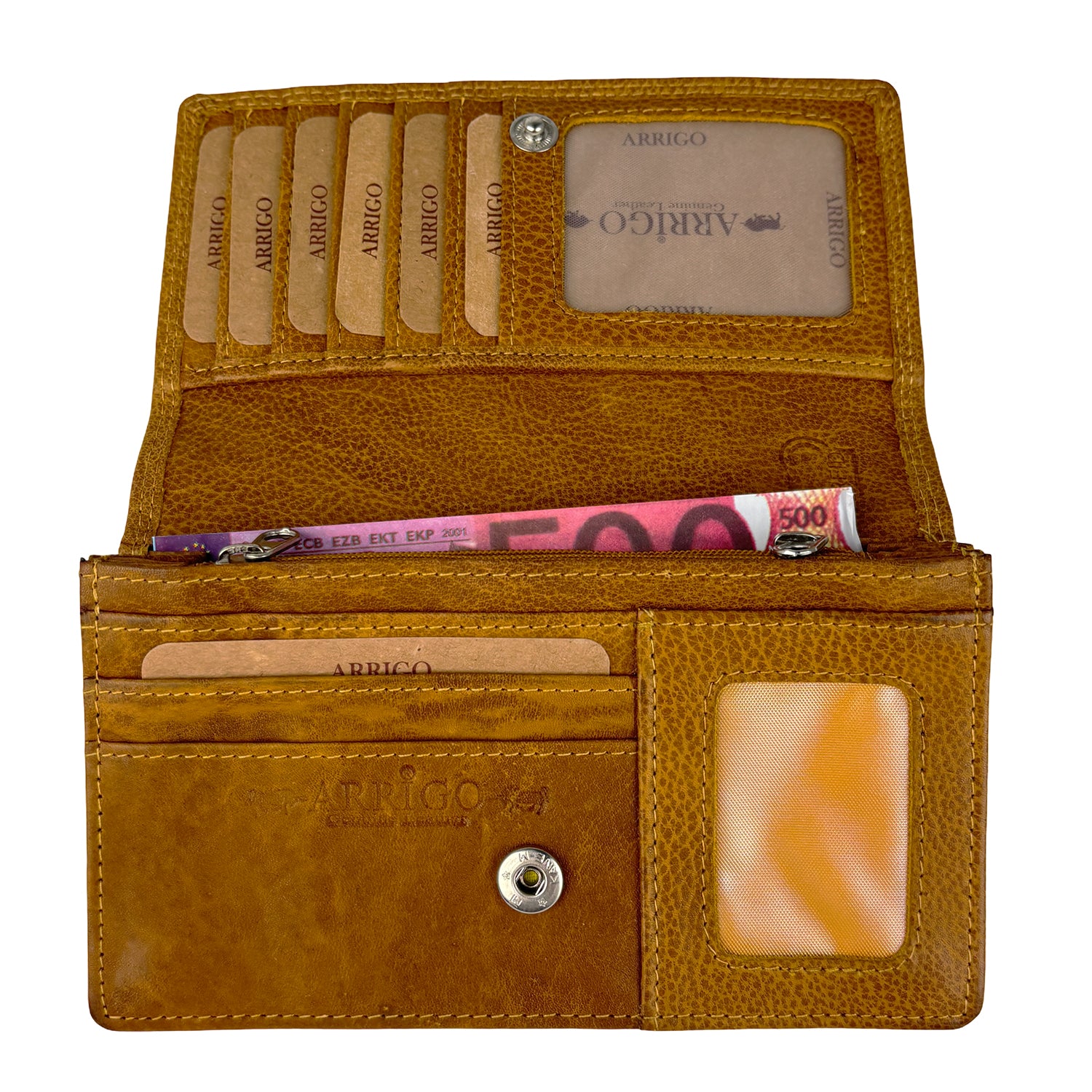 Leren portemonnee cognac met RFID