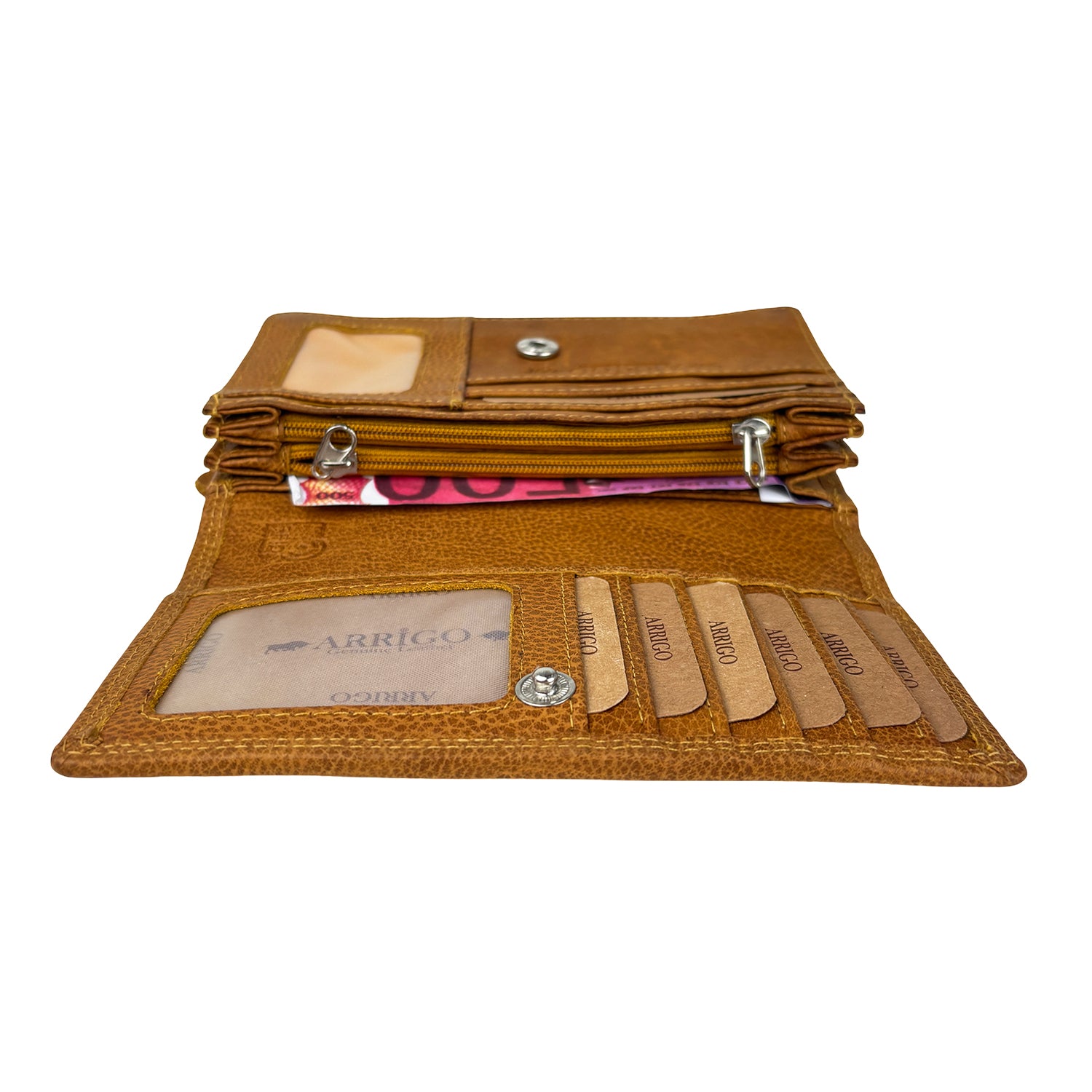 Leren portemonnee cognac met RFID