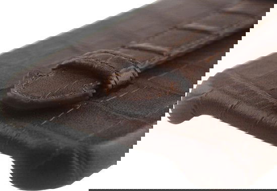 Iphone 12 mini hoesje donkerbruin met kroko print iphone 12 - Arrigo Leather Goods