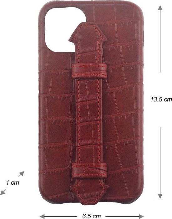 Iphone 12 mini hoesje donkerrood met kroko print iphone 12 - Arrigo Leather Goods