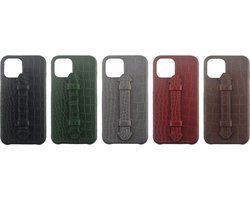 Iphone 12 mini hoesje donkerrood met kroko print iphone 12 - Arrigo Leather Goods