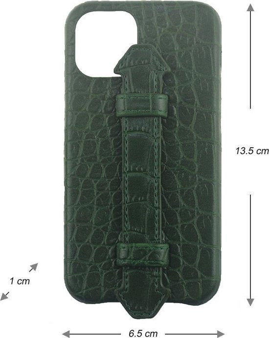Iphone 12 mini hoesje groen met kroko print iphone 12 - Arrigo Leather Goods