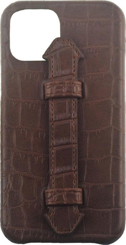 Iphone 12 pro max donkerbruin kroko - Arrigo Leather Goods
