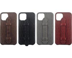 Iphone 12 pro max donkerbruin kroko - Arrigo Leather Goods