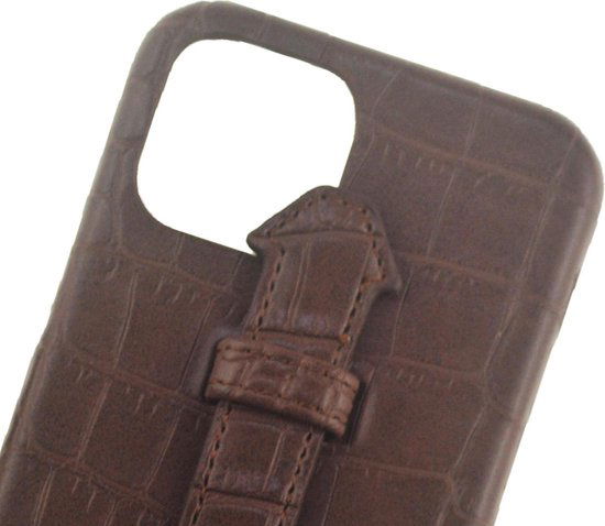 Iphone 12 pro max donkerbruin kroko - Arrigo Leather Goods
