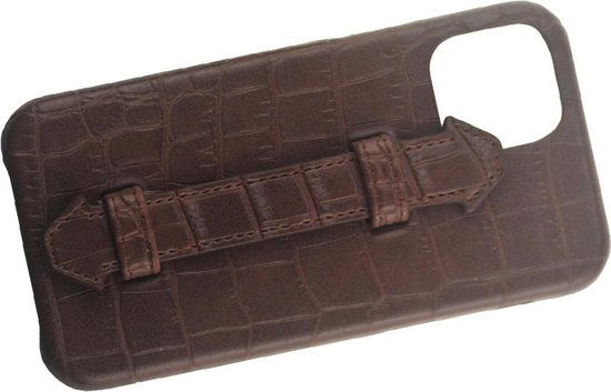 Iphone 12 pro max donkerbruin kroko - Arrigo Leather Goods