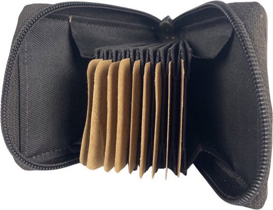 Kaarthouder met rits anti skim rfid bruin buffel leer vrouwen - Arrigo.nl