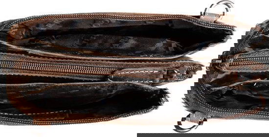 Klein Dames Schoudertasje / Festivaltasje van Buffelleer in Cognackleur - Arrigo.nl