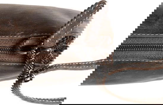 Klein Dames Schoudertasje / Festivaltasje van Buffelleer in Cognackleur - Arrigo.nl