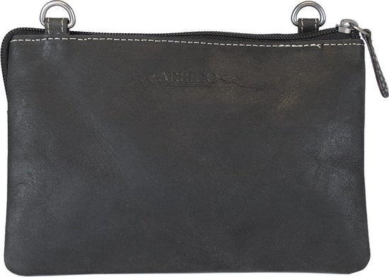 Klein Dames Schoudertasje / Festivaltasje van Buffelleer in Zwart - Arrigo.nl