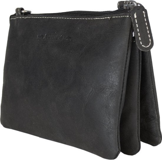 Klein Dames Schoudertasje / Festivaltasje van Buffelleer in Zwart - Arrigo.nl