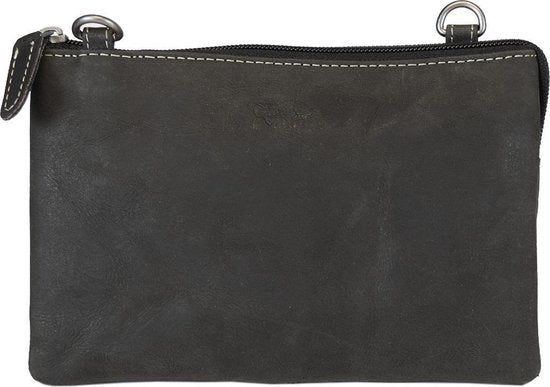 Klein Dames Schoudertasje / Festivaltasje van Buffelleer in Zwart - Arrigo.nl