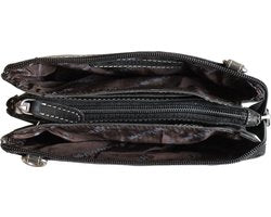 Klein Dames Schoudertasje / Festivaltasje van Buffelleer in Zwart - Arrigo.nl