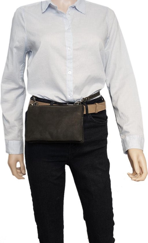 Klein Dames Schoudertasje / Festivaltasje van Buffelleer in Zwart - Arrigo.nl