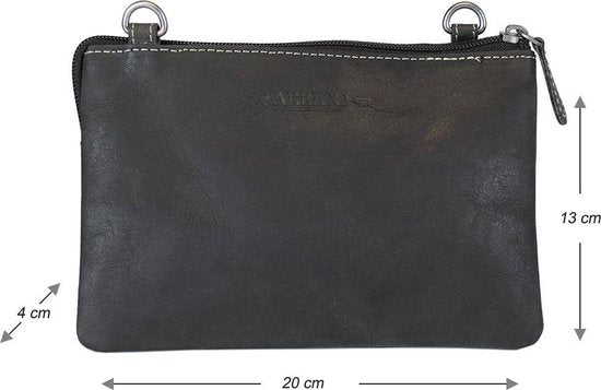 Klein Dames Schoudertasje / Festivaltasje van Buffelleer in Zwart - Arrigo.nl