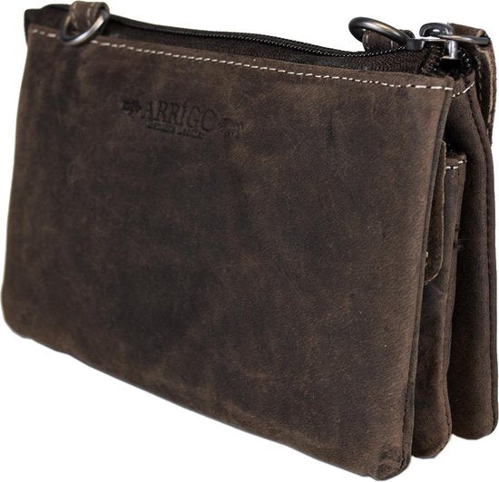Klein Schoudertas - Buffelleer Festivaltasje / Lederen Crossbody Tas voor Dames - Arrigo.nl