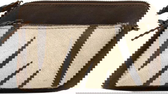 Kleine Crossbody Tas van Donkerbruin Leer met Vacht en Zebra Print - Arrigo.nl