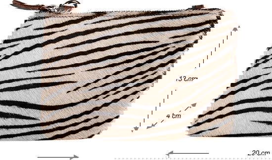 Kleine Crossbody Tas van Lichtbruin Leer met Vacht en Zebra Print - Arrigo.nl