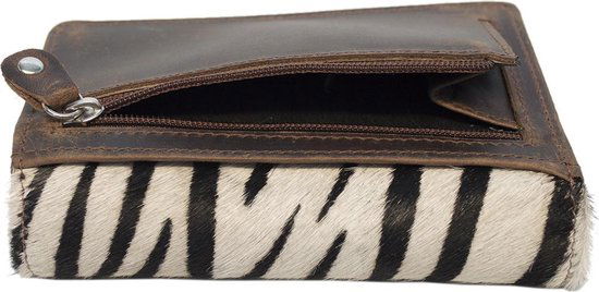 Kleine Damesportemonnee - Leer met Zebraprint en Anti-Skim Bescherming - Arrigo.nl