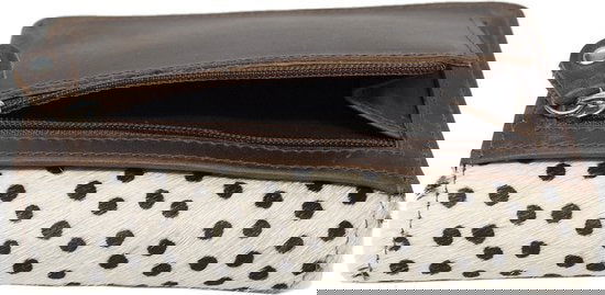 Kleine Damesportemonnee - Lichtbruin Echt Leer met Dierenprint - Arrigo.nl