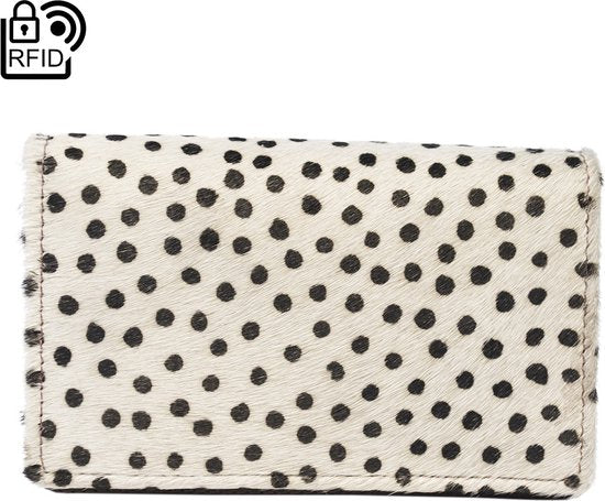 Kleine Damesportemonnee - Lichtbruin Echt Leer met Dierenprint - Arrigo.nl