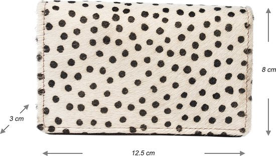 Kleine Damesportemonnee - Lichtbruin Echt Leer met Dierenprint - Arrigo.nl