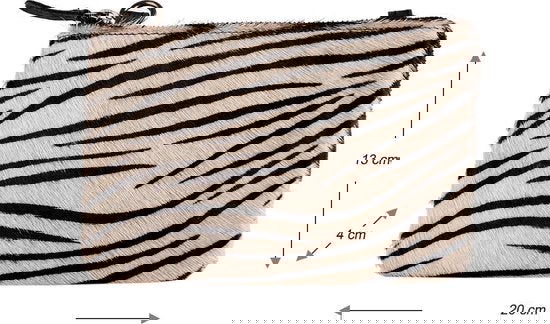 Kleine crossbody tas zwart leer met vacht met zebra print - Arrigo Leather Goods