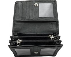 Kleine leren portemonnee portemonnee dames zwart leer met croco print - Arrigo.nl