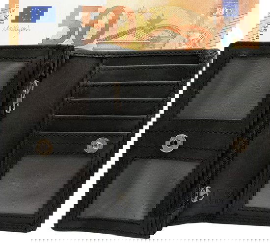 Kleine leren portemonnee portemonnee dames zwart leer met croco print - Arrigo.nl