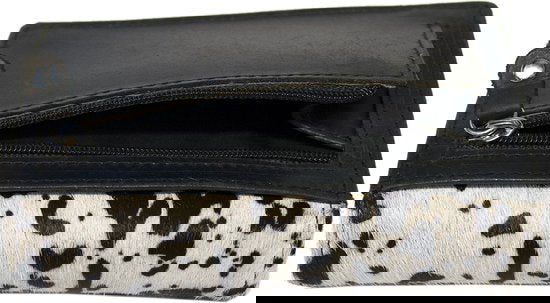 Kleine leren portemonnee portemonnee dames zwart met dierenprint zwarte rfid - Arrigo Leather Goods