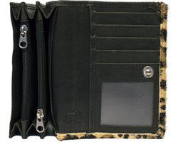 Kleine leren portemonnee portemonnee dames zwart met dierenprint zwarte rfid - Arrigo Leather Goods